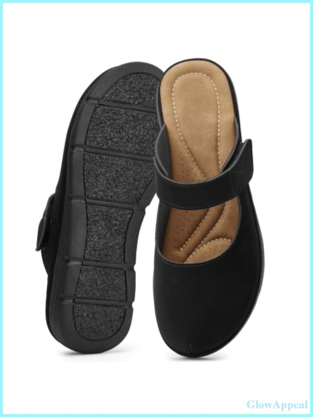 Dressy Summer Mules for Women Closed Toe Faux Leather Slip On Comfort Shoes